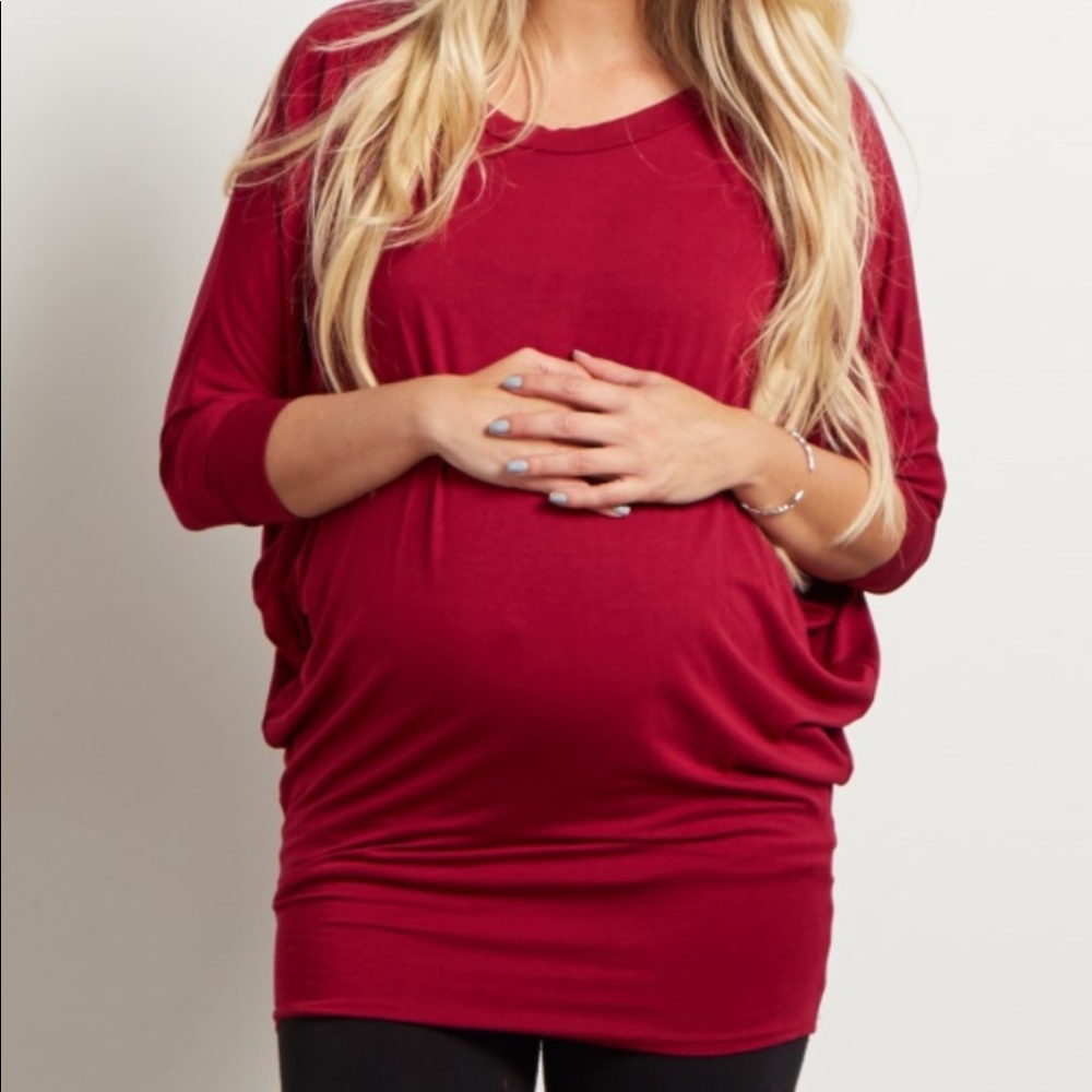 NWT Pink Blush Burgundy Dolman Maternity Top